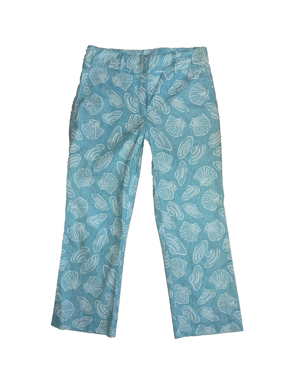 Lilly Pulitzer Pants Sz 0 VINTAGE Y2K Blue & White Seashells Clam Digger Capris
